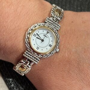 Vintage Brighton watch two toned gold toggle clasp and silver (needs a battery)